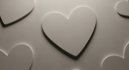 Fototapeta premium Softly embossed abstract heart shape on matte surface, subtle depth and shadow, Valentine's Day background.