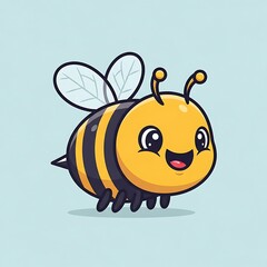 Naklejka premium Cartoon Bee Character with Happy Expression.