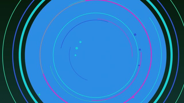 Abstract blue circle animation with dynamic lines and dots