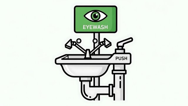 Eyewash Station Safety Equipment Illustration.