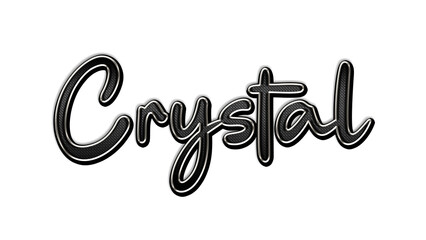black metal 3d design of word Crystal on white background.