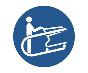 Hold the trolley handle obligation sign pictogram illustration on transparent background. 
