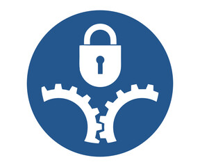 Lock moving mechanical parts mandatory safety sign standard ISO 7010  illustration on transparent background.
