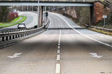 Empty dual carriage way with clear white centre line