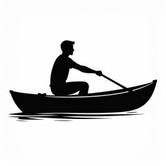 Silhouette of a Man Rowing a Boat on Water During Daytime