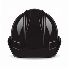 Black Hard Hat Safety Helmet Head Protection Equipment on White Background Studio Shot
