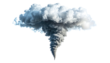 Digitally created illustration showcasing a large, billowing cloud formation against a dark backdrop. The detailed vapor rises