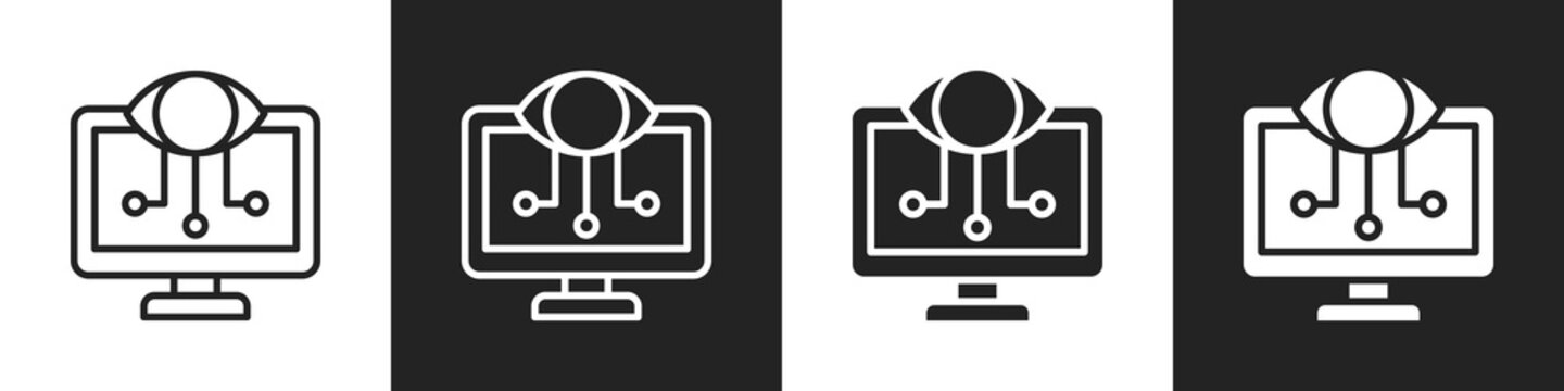 Computer Vision Line And Solid Icon In White And Black Background