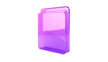 Glossy, transparent 3D rendering showcases a stack of two rectangular objects with rounded corners, against a black backdrop