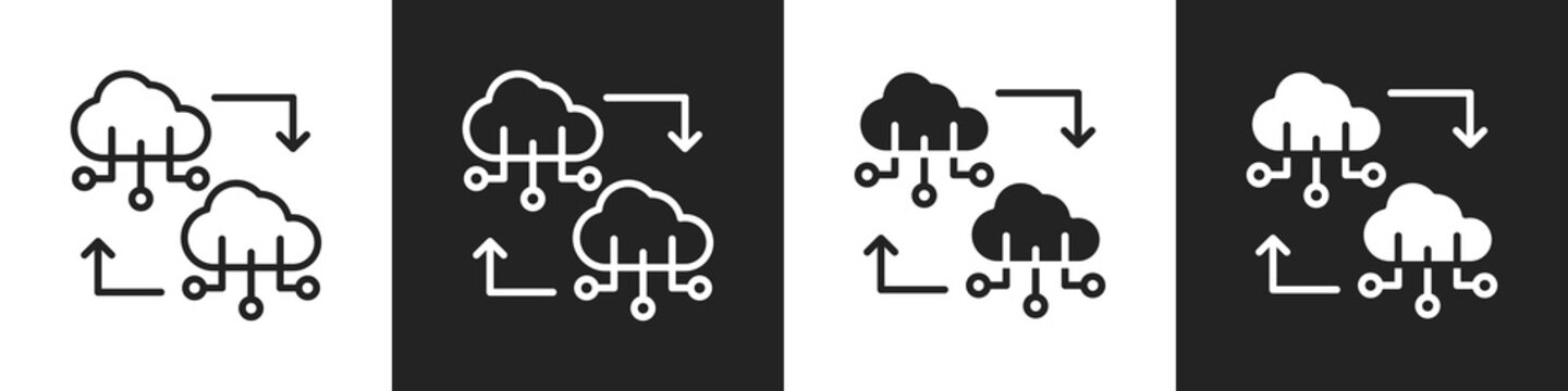 Digital Twin Line And Solid Icon In White And Black Background