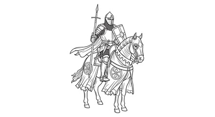 Obraz premium Medieval warrior on horseback with a lance and shield.