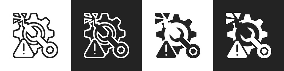 Disruption Line And Solid Icon In White And Black Background