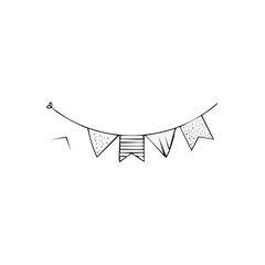 Hand Drawn Bunting Garland Flags Line Art Decoration Celebration Event Party Banner Hanging Festive Minimalist Design