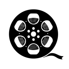 Film Reel Icon Black and White Vintage Media Entertainment Industry Symbol Graphic