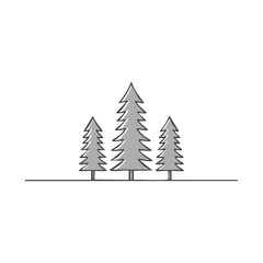 Minimalist Trees Vector Line Art: Evergreen Fir Forest Landscape, Simple Winter Forest Scene, Outline Spruce, Isolated Graphic
