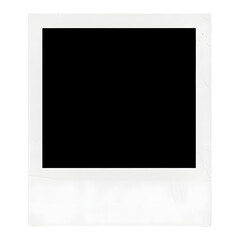 Blank vintage instant photo frame with scratches and dust isolated on a white or transparent background