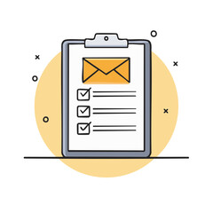 Clipboard Checklist with Envelope Icon: Task Management, Email Notifications, Business Communication, To-Do List