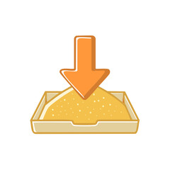 Arrow Down Pointing to Sand in a Tray Sand Deposit Sandpile Sand Collection Concept