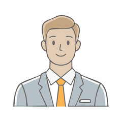 Businessman Smiling Portrait Vector Illustration of Young Blond Man in Suit and Tie