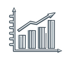 Growing Business Bar Graph Showing Increase with Arrow Upward Direction