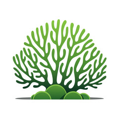 Stylized Green Bush Illustration with Rounded Bushes in Front of a Dark Gray Ground Aperture Isolated on White