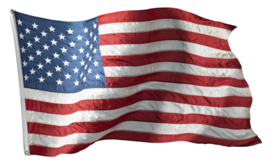 American Flag Waving in Wind: Stars and Stripes Symbol of Freedom and Patriotism