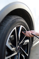 Inflating your tires helps save fuel. © kamonwan