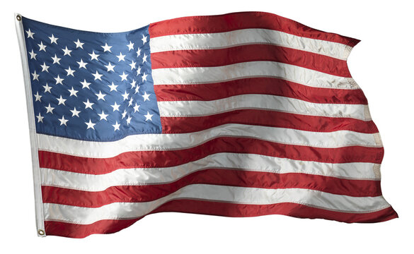 American Flag Waving in Wind: Stars and Stripes Symbol of Freedom and Patriotism