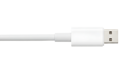 White USB type C cable connector for charging and data transfer isolated on a white or transparent background