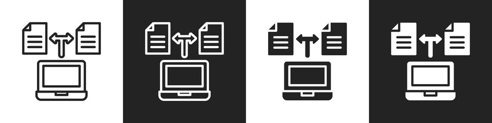 Redundancy Line And Solid Icon In White And Black Background