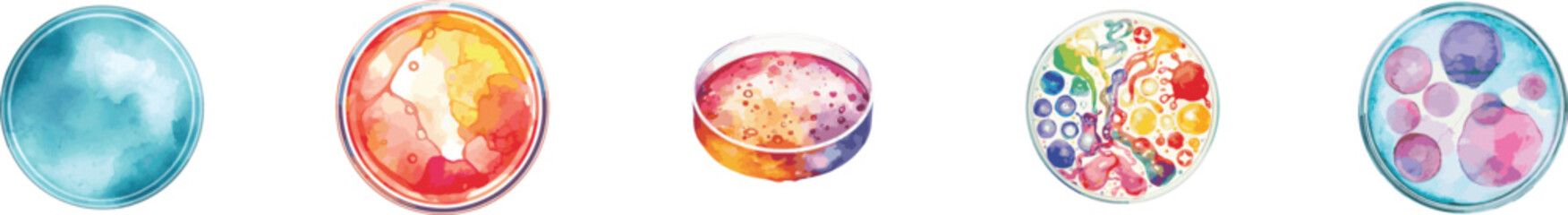 Watercolor set petri dish icon. Isolated on white background