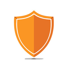 Iconic orange shield illustration with white border offering protection and security.