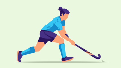 Obraz premium Female Field Hockey Player in Action with Stick and Ball.