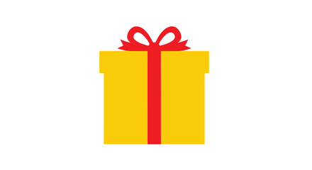 Fototapeta premium Bright yellow gift box with red ribbon, a symbol of celebration and surprise