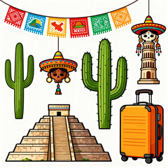 Mexico travel concept vector illustration.