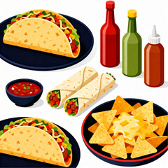 Mexican street food vector illustration.