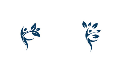 Fototapeta premium Abstract Human Figures with Leaf Motifs Representing Growth and Nature.