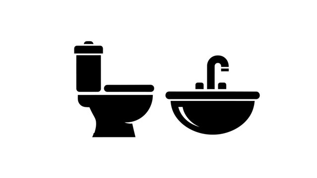 Black toilet and sink icons.