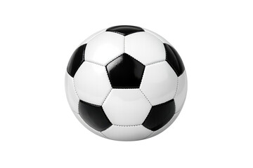 Soccer ball with classic black and white pattern for sports, game, and competition themes, transparent background