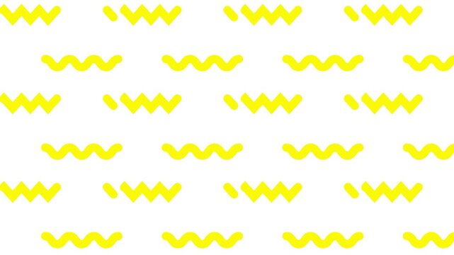 Animated yellow decorative wavy lines is drawn. Linear pattern background. Looped video. Vector illustration isolated on white background.