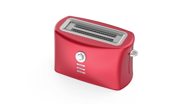 Red electric toaster on white background