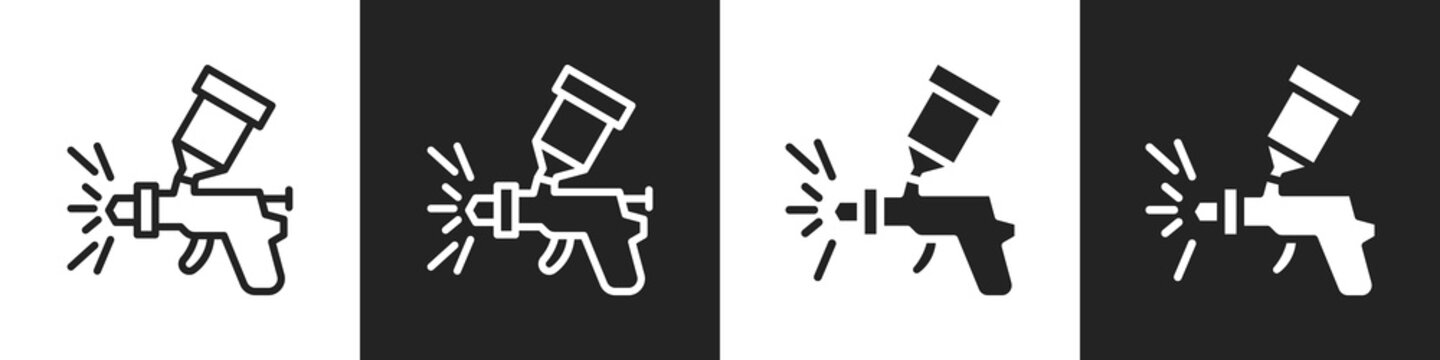 Spray Gun Line And Solid Icon In White And Black Background