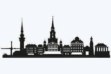 Obraz premium Helsinki travel city view silhouette sketch illustration vector