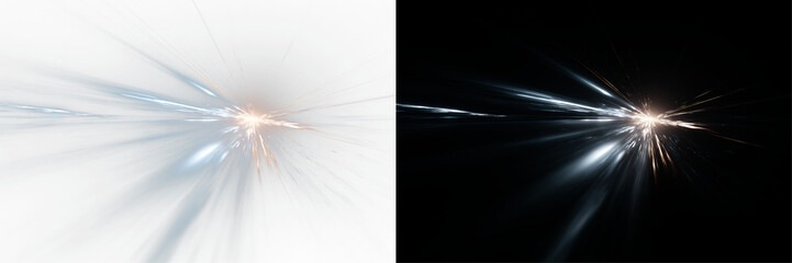 Fototapeta premium Abstract blue neon energy lines with yellow light, speed motion burst effect PNG, transparent glowing light