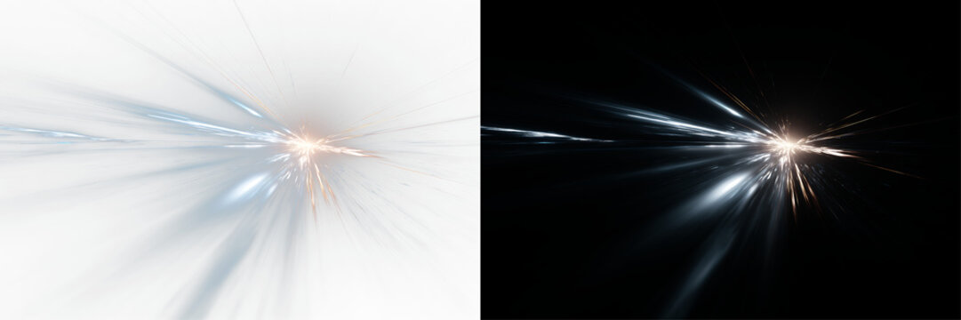 Abstract blue neon energy lines with yellow light, speed motion burst effect PNG, transparent glowing light