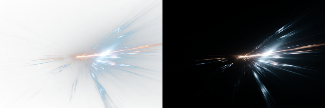 Blue neon speed line, yellow light streak, abstract motion burst effect PNG, transparent glowing energy