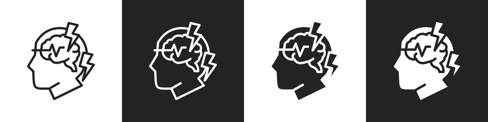 Epilepsy Line And Solid Icon In White And Black Background