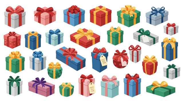 Colorful gift boxes with ribbons 4.