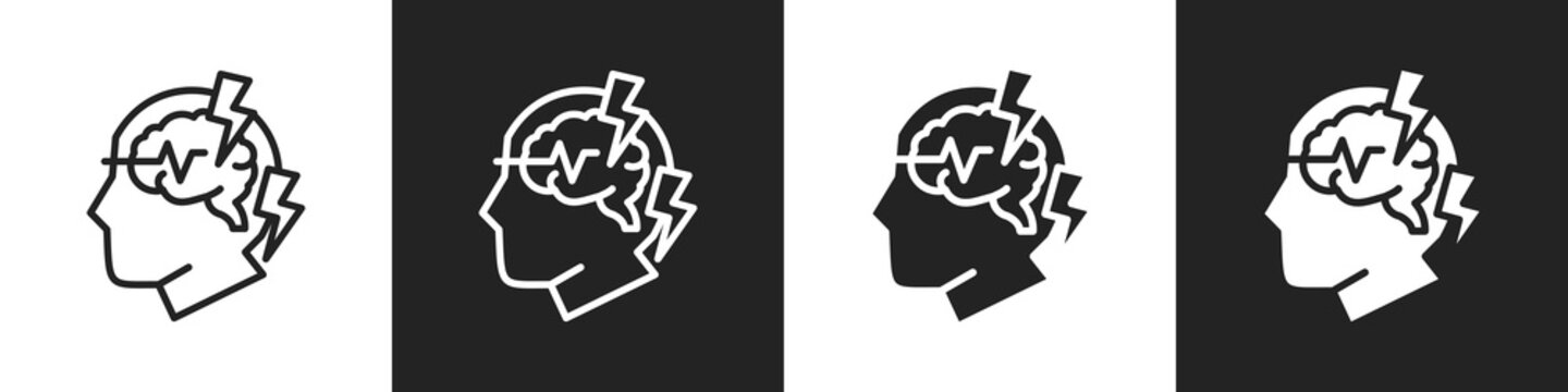 Epilepsy Line And Solid Icon In White And Black Background