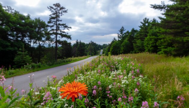 Orange Hawkweed Flower Blooming in a Maine Meadow &ndash; Realistic Native Plant Ecology (8K)